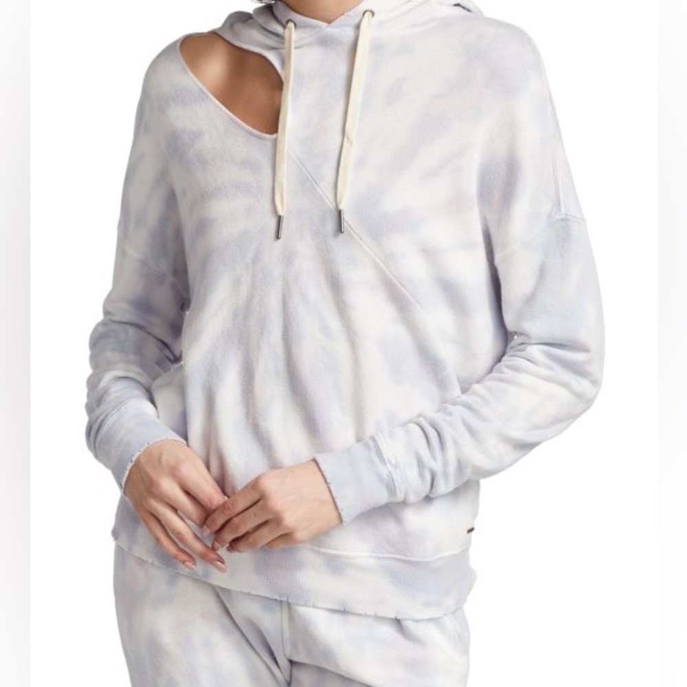 NEW N: Philanthropy Light Blue Fran Tie-Dye Cutout Hoodie | Size Small